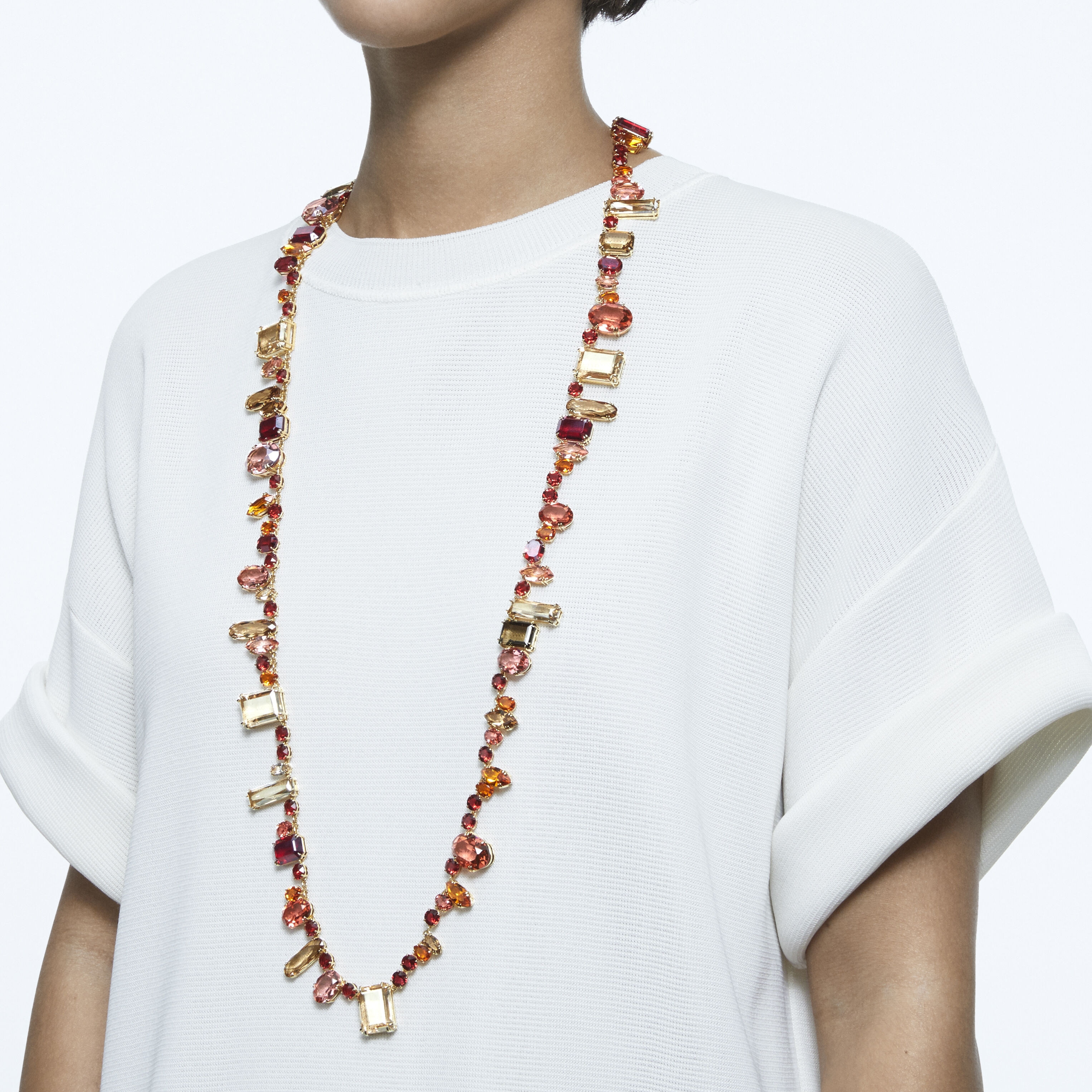 Buy Swarovski Gema necklace Extra long Multicolored Gold tone plated